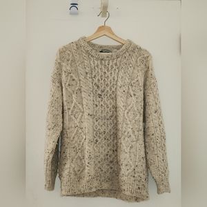Men's SZ Large Like New Condition AranCrafts 100% Real Wool Cream Sweater